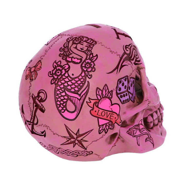 Pink Traditional Tribal Tattoo Fund Skull Money Box B5235S0