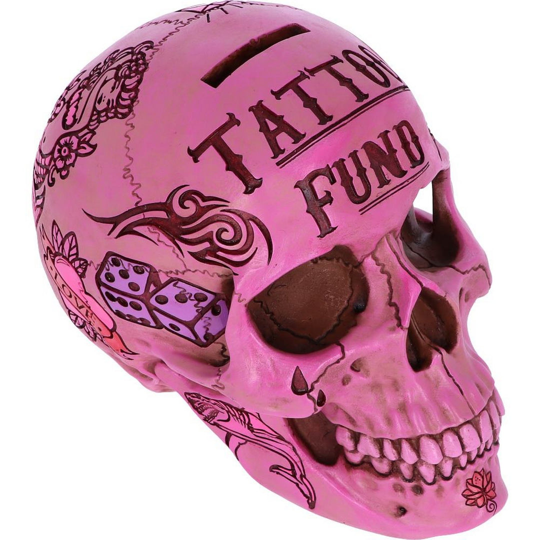 Pink Traditional Tribal Tattoo Fund Skull Money Box B5235S0