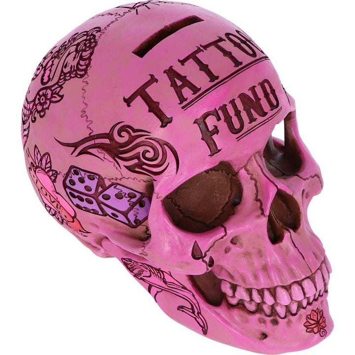Pink Traditional Tribal Tattoo Fund Skull Money Box B5235S0