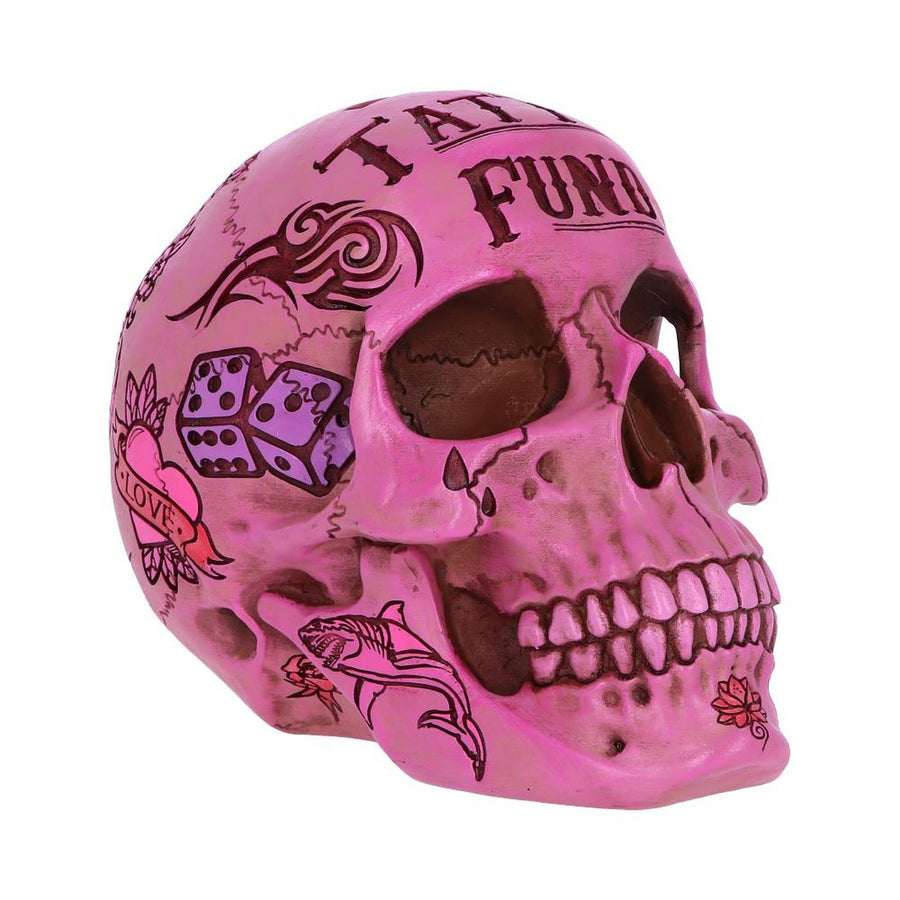 Pink Traditional Tribal Tattoo Fund Skull Money Box B5235S0