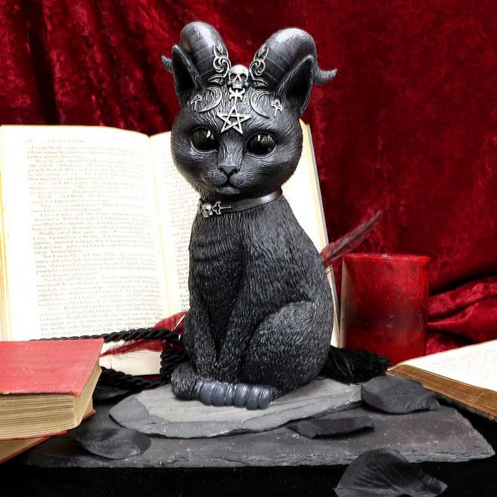Large Pawzuph Horned Occult Cat Figurine B5236S0