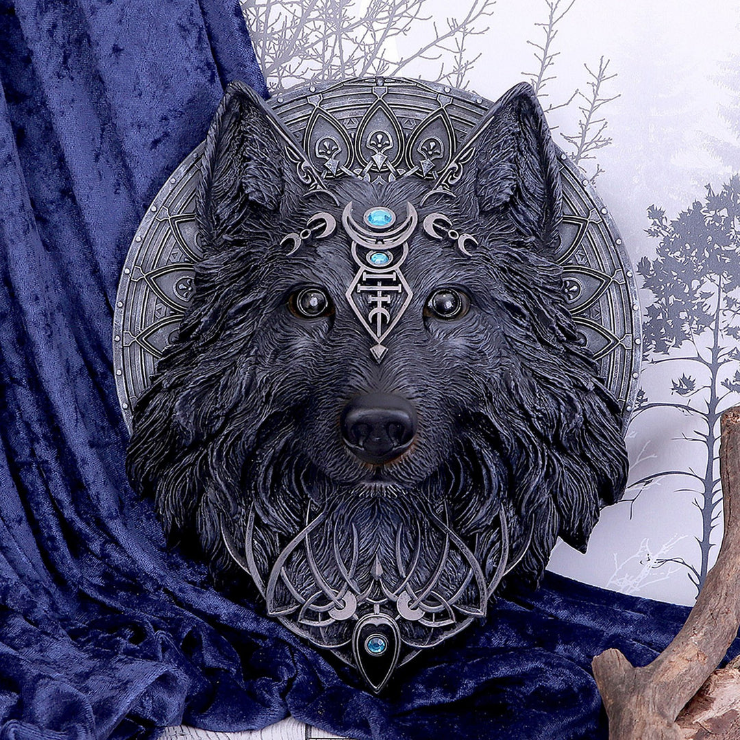 Dark Gothic Magical Wolf Moon Wall Hanging Plaque B5240S0