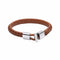 Tan Special Braided Leather A T-Bar Clasp 22cm Bracelet B5506