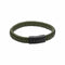 Khaki Braided Leather Magnetic Black Plating 22cm Bracelet B5507