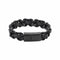 Black Braided Leather Magnetic Black Plating 22cm Bracelet B5508