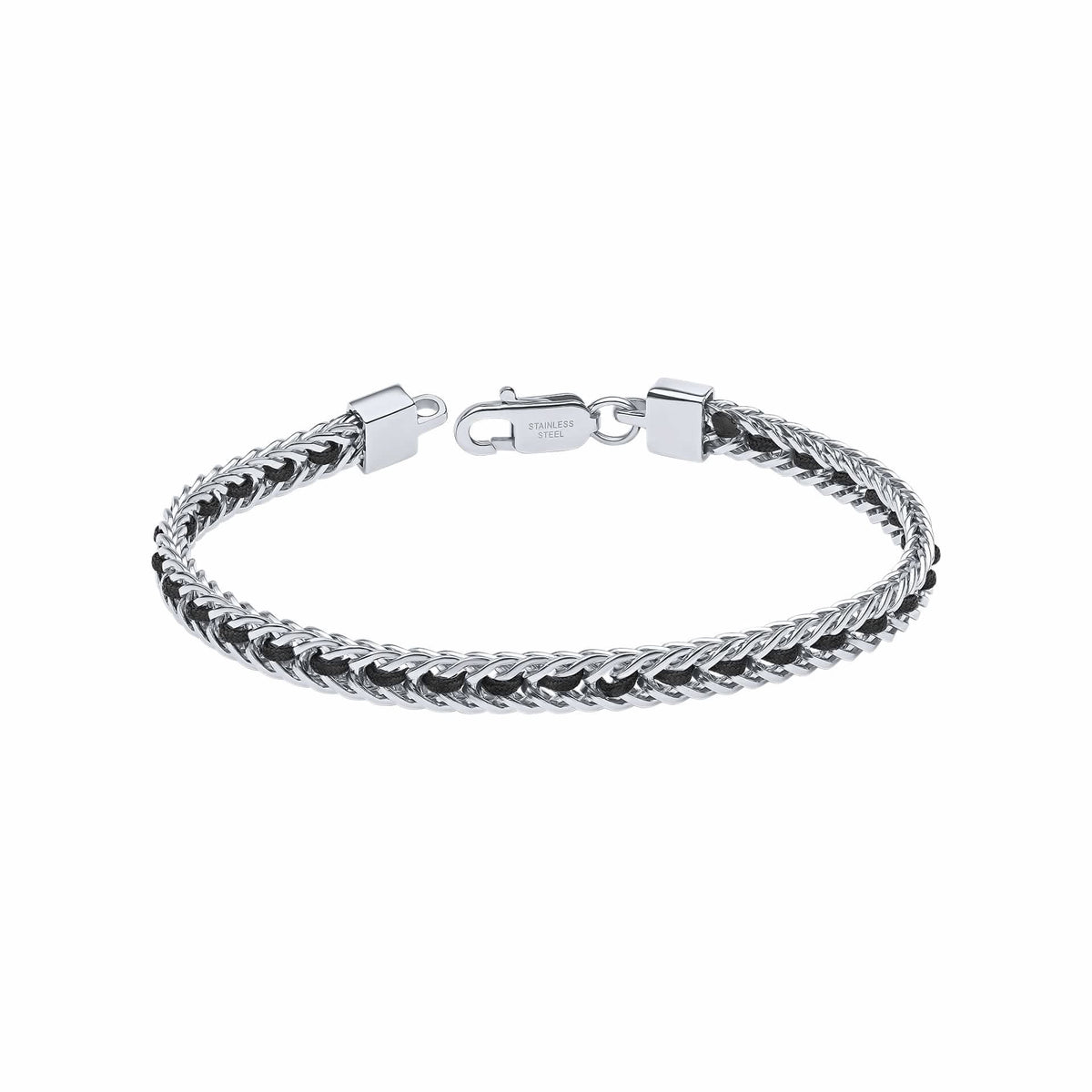Stainless Steel Black Nylon String 22cm Bracelet B5510