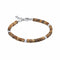 Square Steel Light Brown Stone Beads Lobster Clasp 19-22cm Bracelet B5513