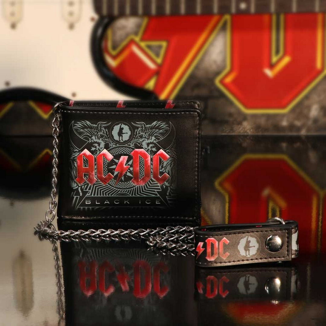 Officially Licensed AC/DC Black Ice Album Embossed Wallet and Chain B5520T1