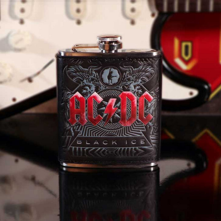 Officially Licensed AC/DC Black Ice Album Embossed Hip Flask B5521T1