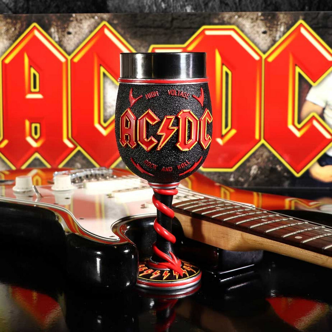 AC/DC High Voltage Rock and Roll Goblet Lighting Horns Wine Glass B5535T1