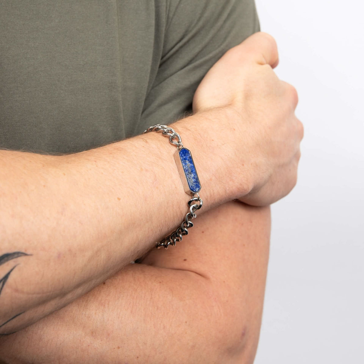Stainless Steel Lapis Stone 19-21cm Bracelet B5561