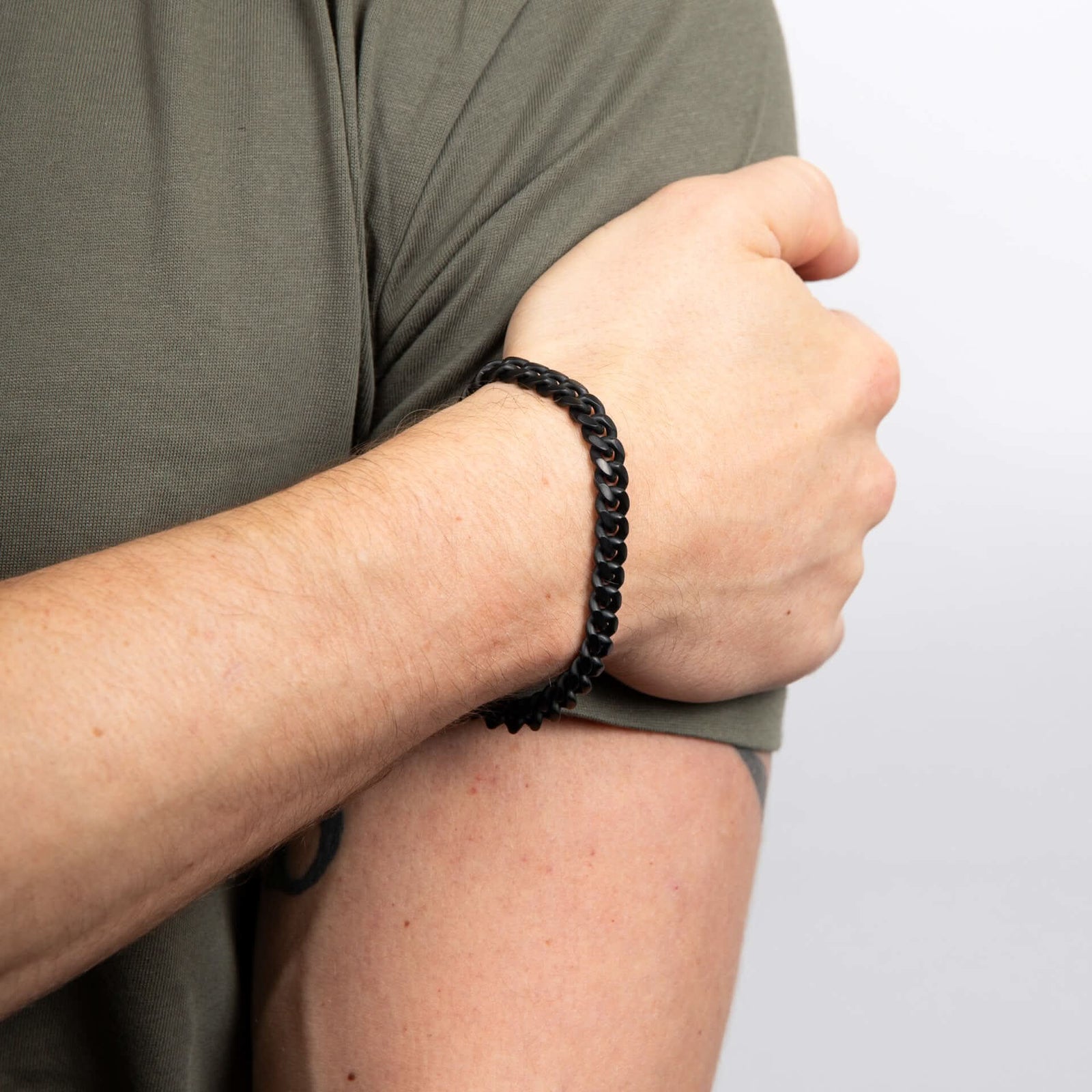 Stainless Steel Black Brushed Curb Chain 21.5cm Bracelet B5569B