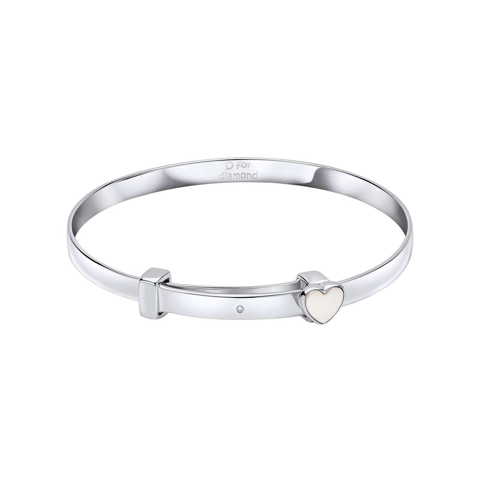 Adjustable Sterling Silver Heart Bangle B5577P