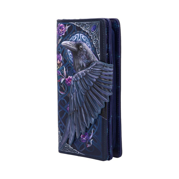 Ravens Flight Black Wing Floral Embossed Purse Wallet B5629T1