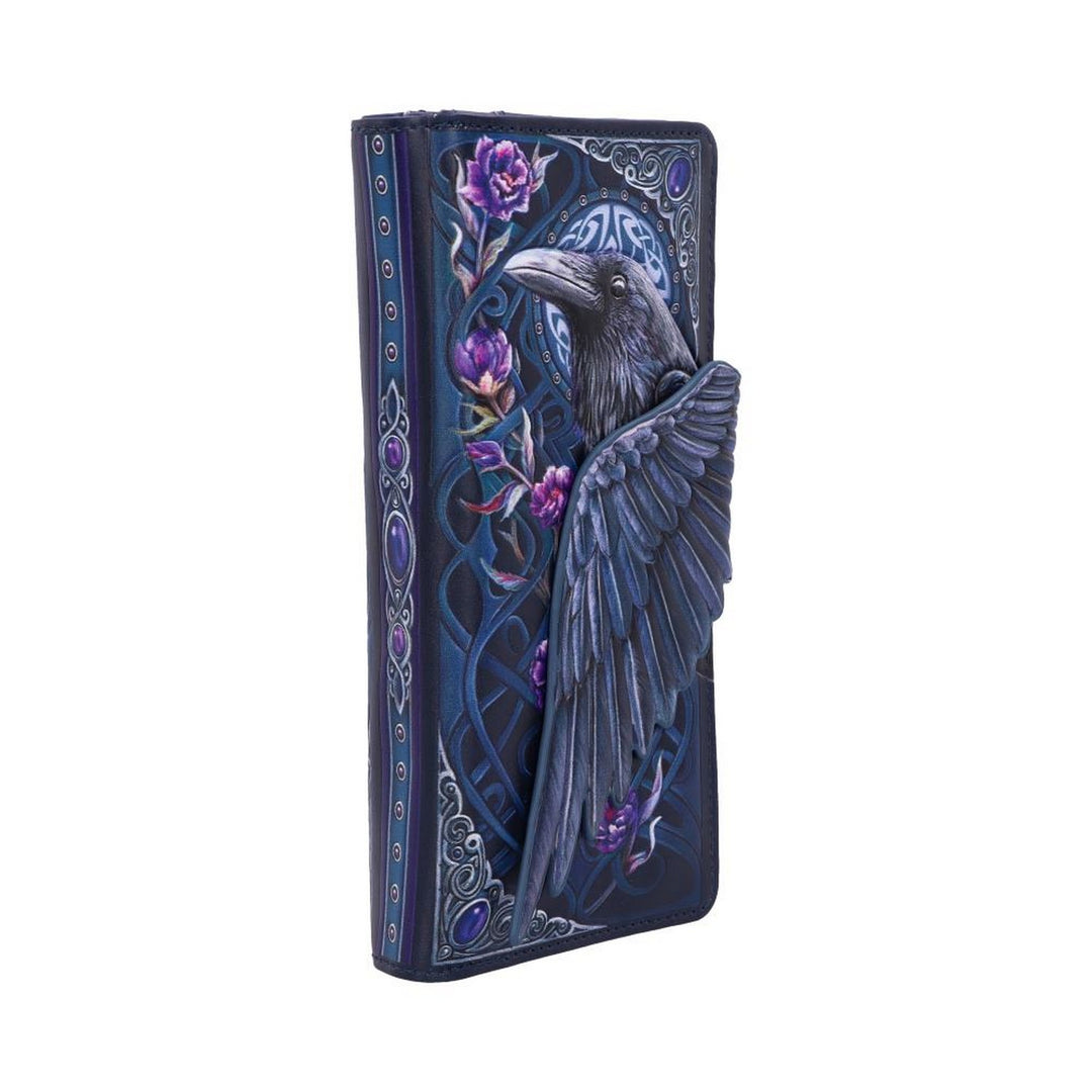 Ravens Flight Black Wing Floral Embossed Purse Wallet B5629T1