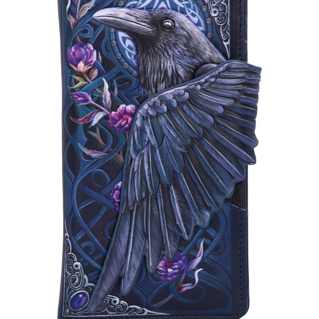 Ravens Flight Black Wing Floral Embossed Purse Wallet B5629T1