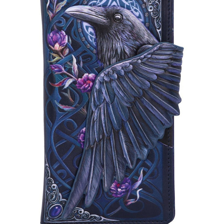 Ravens Flight Black Wing Floral Embossed Purse Wallet B5629T1