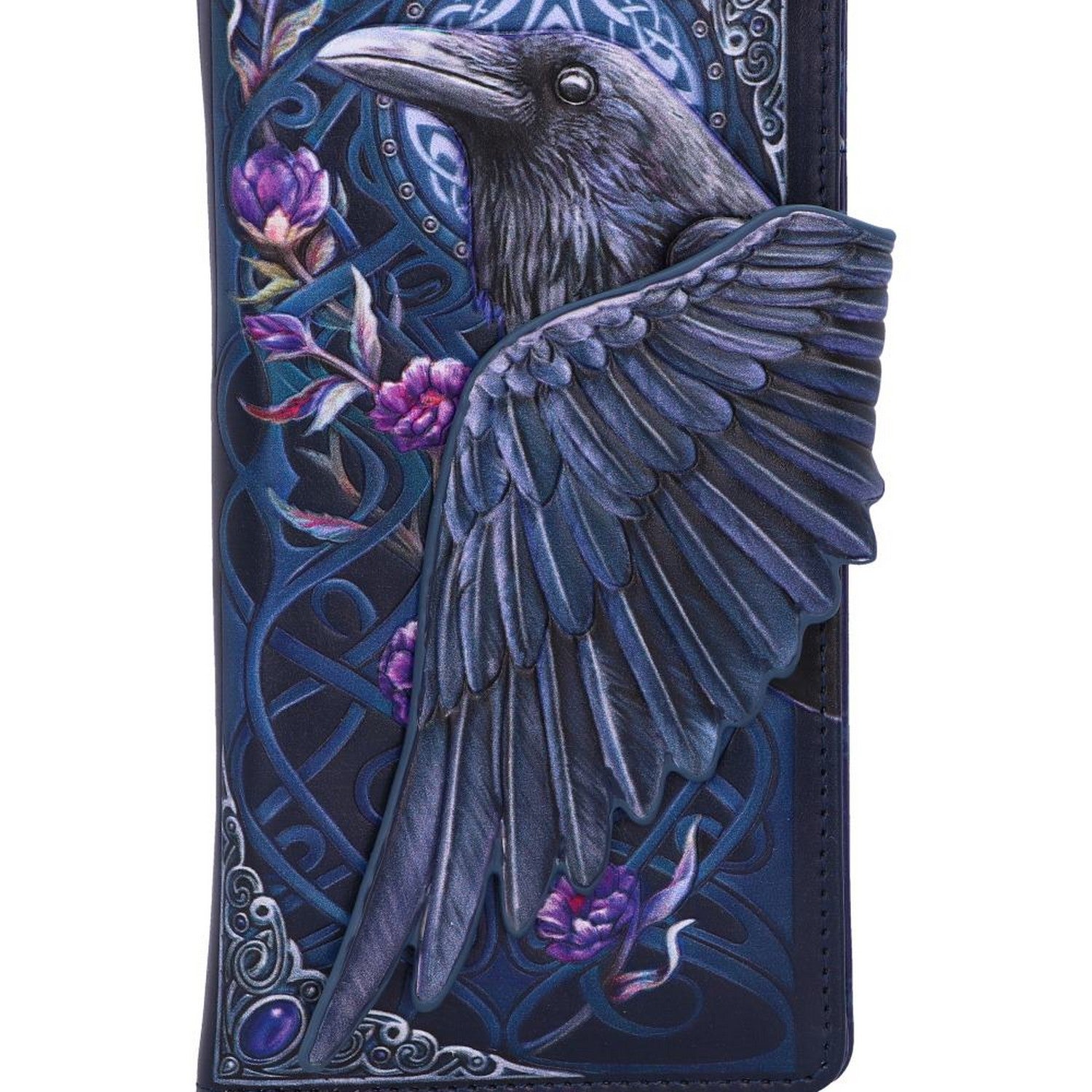 Ravens Flight Black Wing Floral Embossed Purse Wallet B5629T1