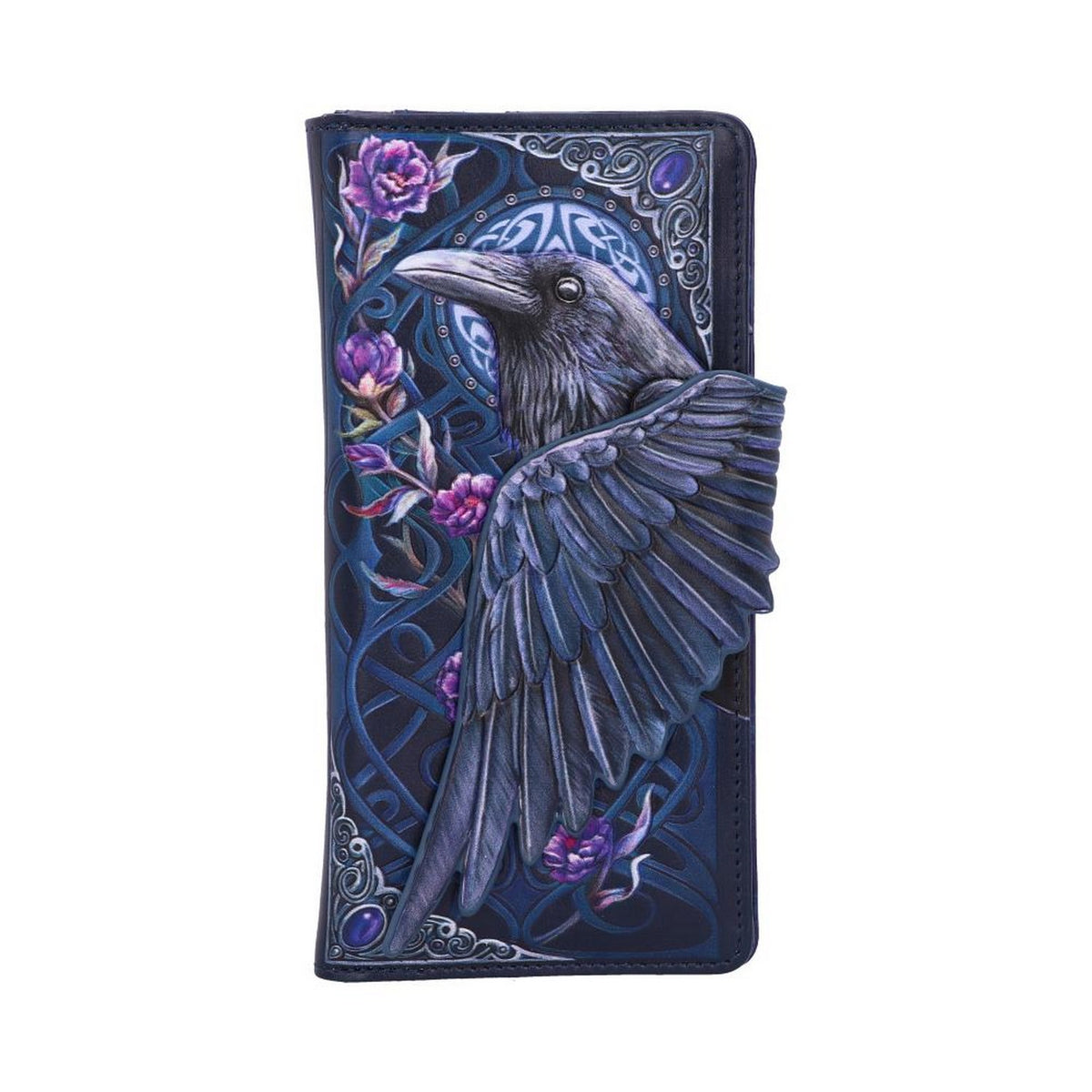 Ravens Flight Black Wing Floral Embossed Purse Wallet B5629T1