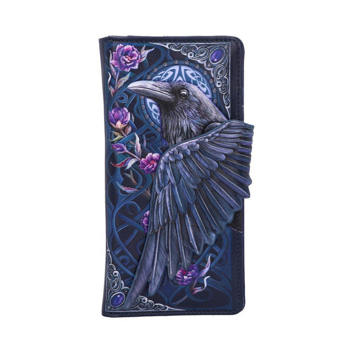 Ravens Flight Black Wing Floral Embossed Purse Wallet B5629T1