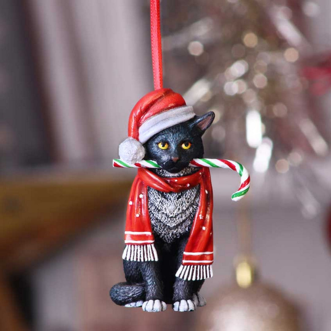 Lisa Parker Candy Cane Cat Hanging Ornament 9cm B5782U1