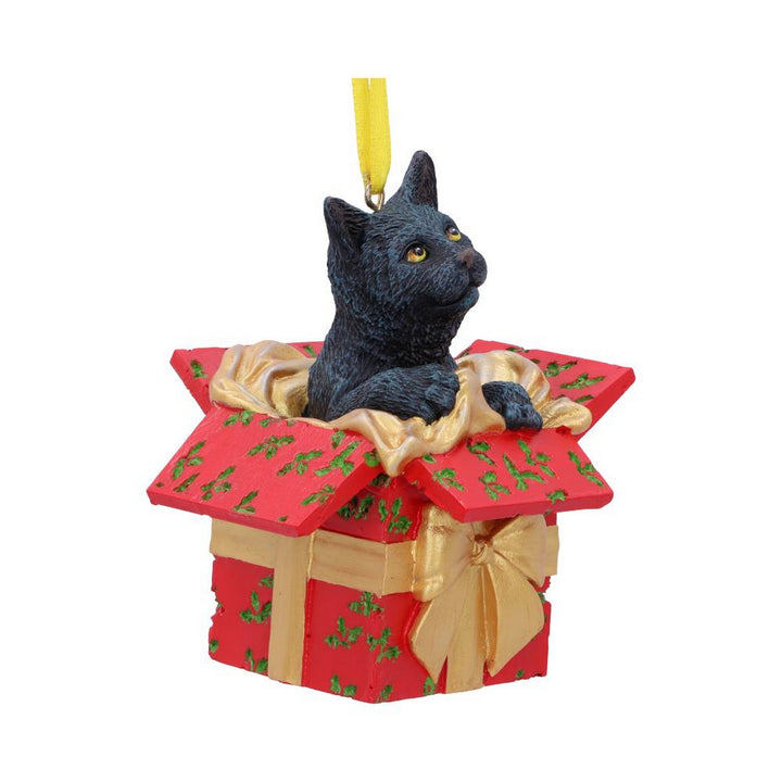 Lisa Parker Present Cat Hanging Ornament 9cm B5784U1