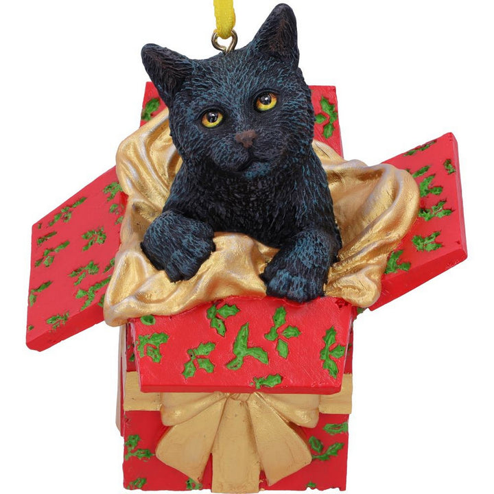 Lisa Parker Present Cat Hanging Ornament 9cm B5784U1
