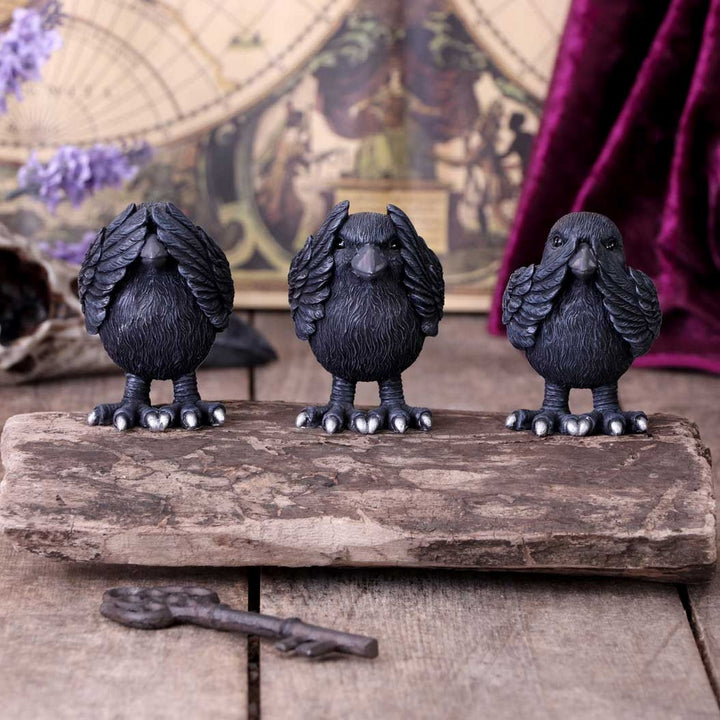 Three Wise Ravens Figurines 8.7cm B6023V2