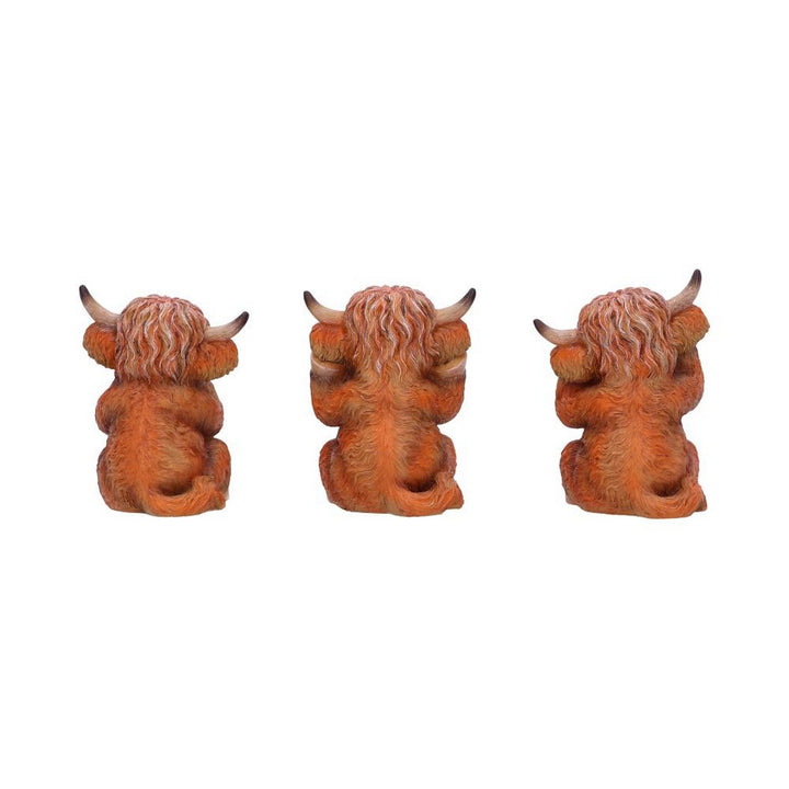 Three Wise Highland Cow Figurines 9.6cm B6047W2