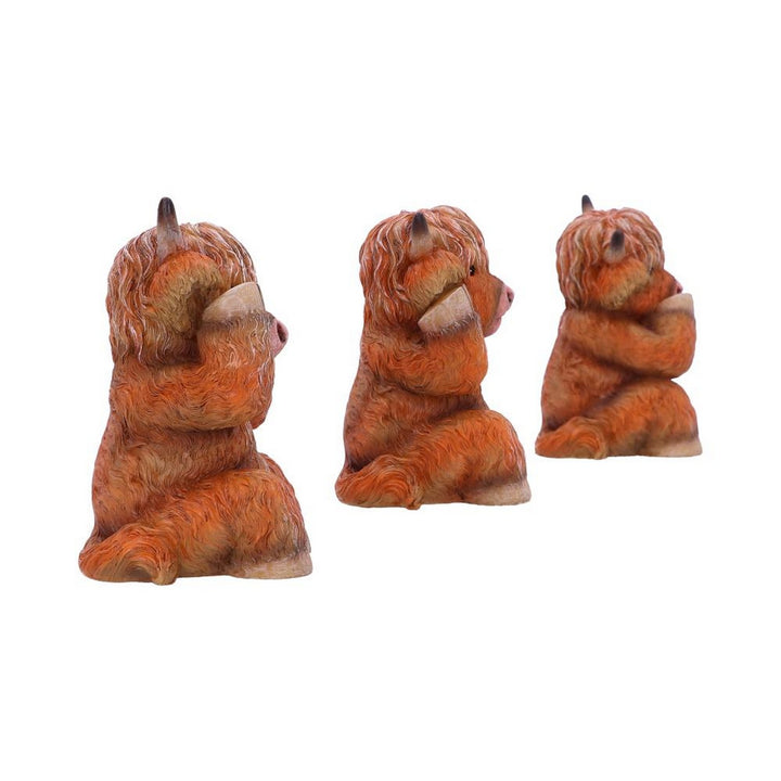 Three Wise Highland Cow Figurines 9.6cm B6047W2