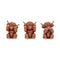 Three Wise Highland Cow Figurines 9.6cm B6047W2