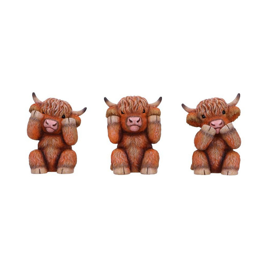 Three Wise Highland Cow Figurines 9.6cm B6047W2