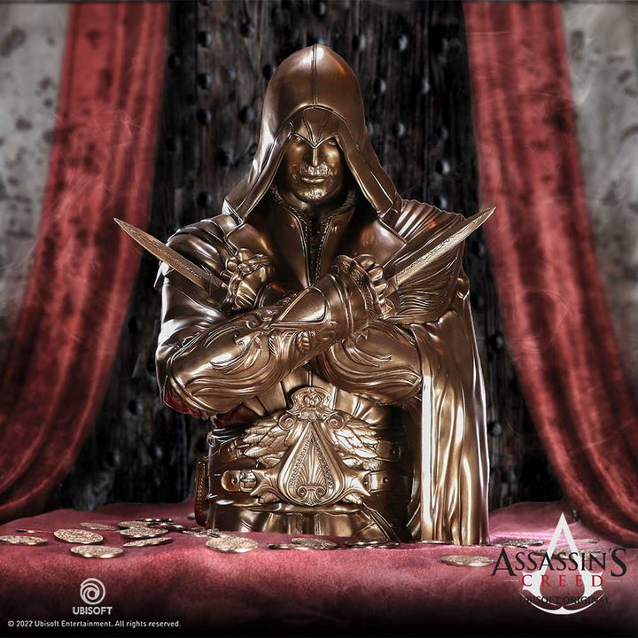 Officially Licensed Assassin's Creed Ezio Bust Box Bronze 30cm B6358X3