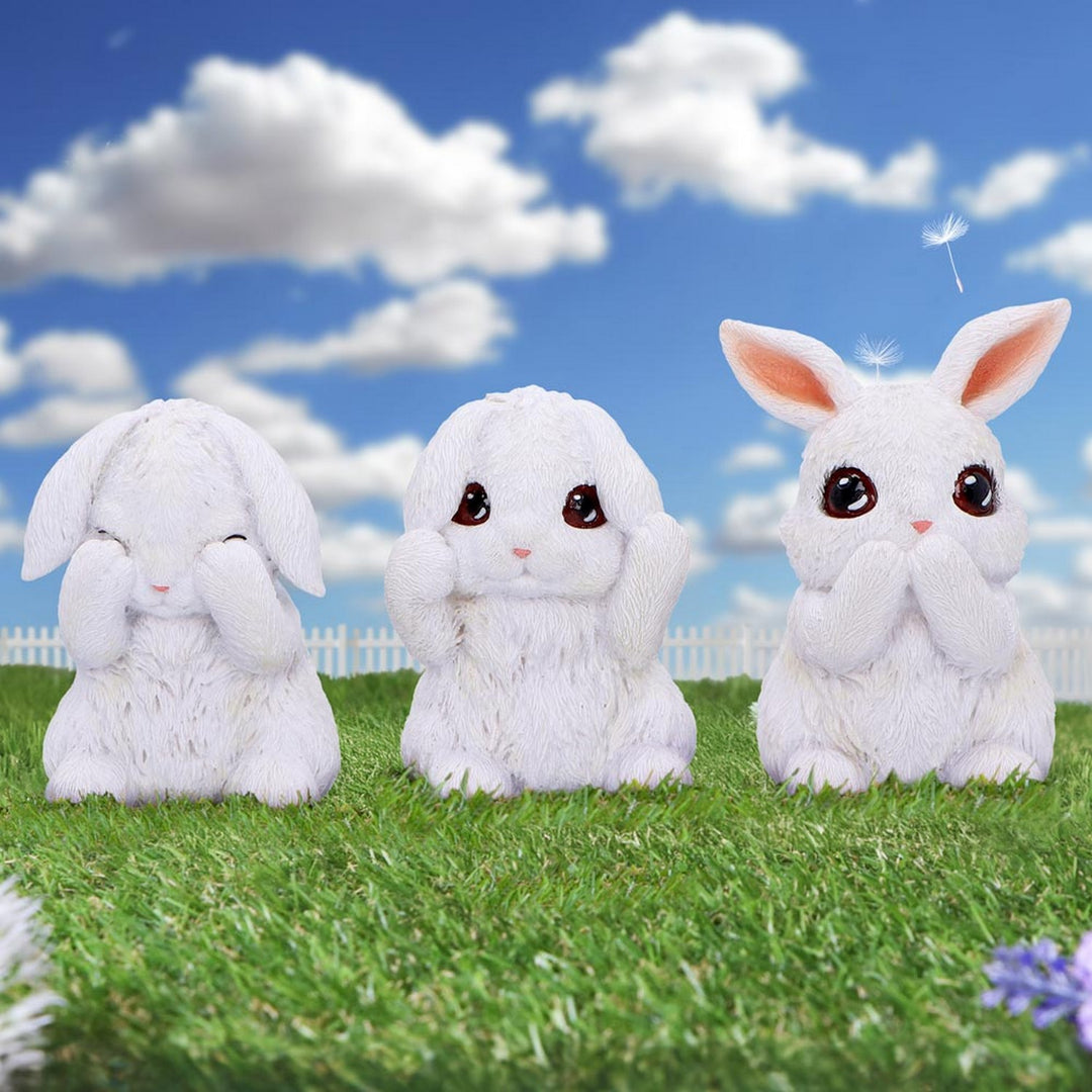 Three Wise White Bunny Figurines B6900C24