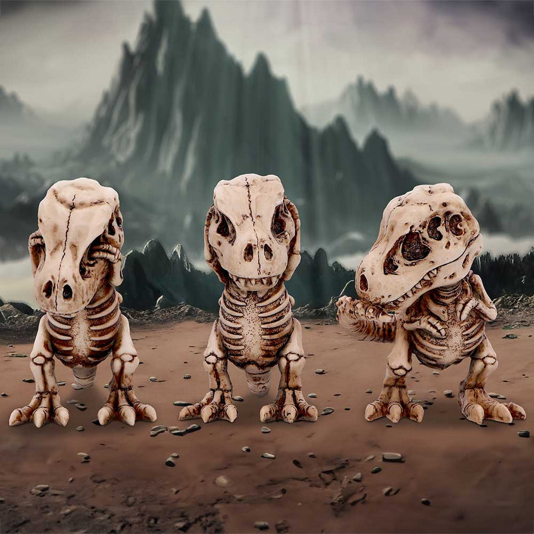 Three Wise Tyrannosaurus Rex Skeleton Figurines B6974A25