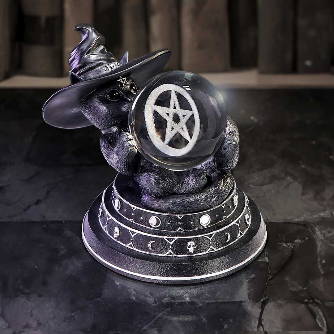 Cult Cuties Purrah Witch Cat Ornament Holding a Crystal Ball B6979A25
