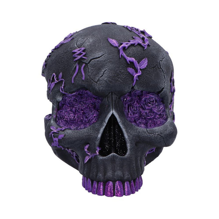 Rose Geode Skull Black and Purple Gothic Skull Figurine B7140C25