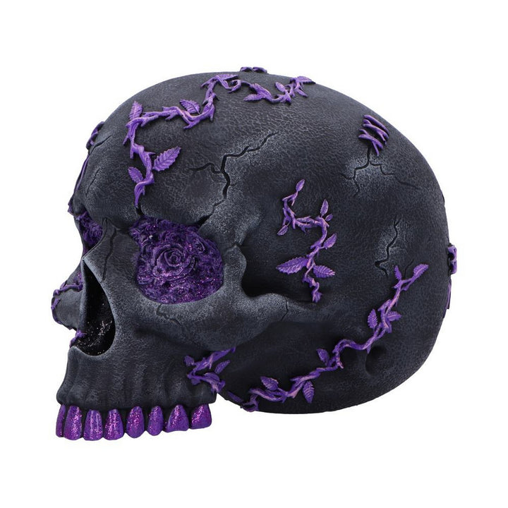 Rose Geode Skull Black and Purple Gothic Skull Figurine B7140C25