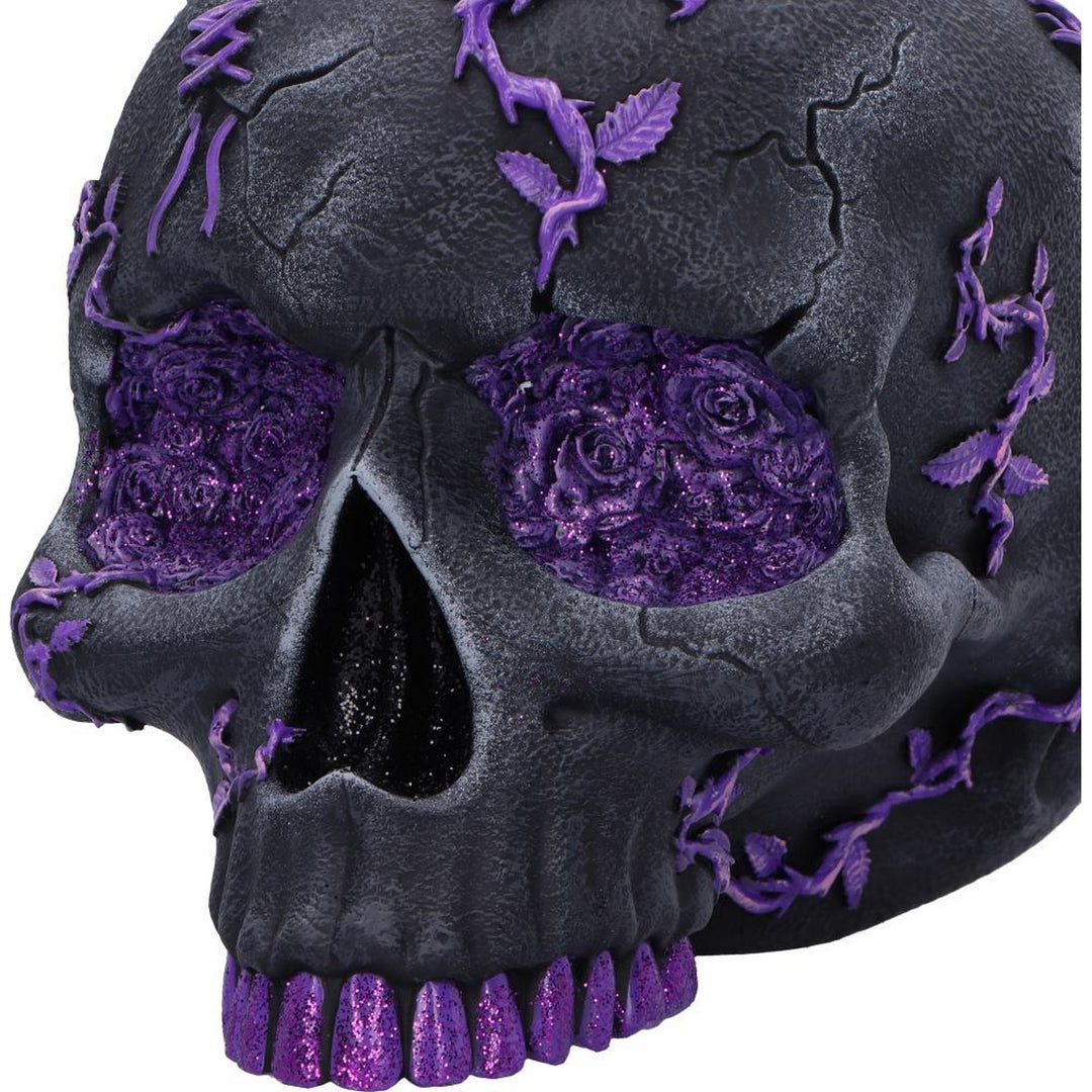 Rose Geode Skull Black and Purple Gothic Skull Figurine B7140C25