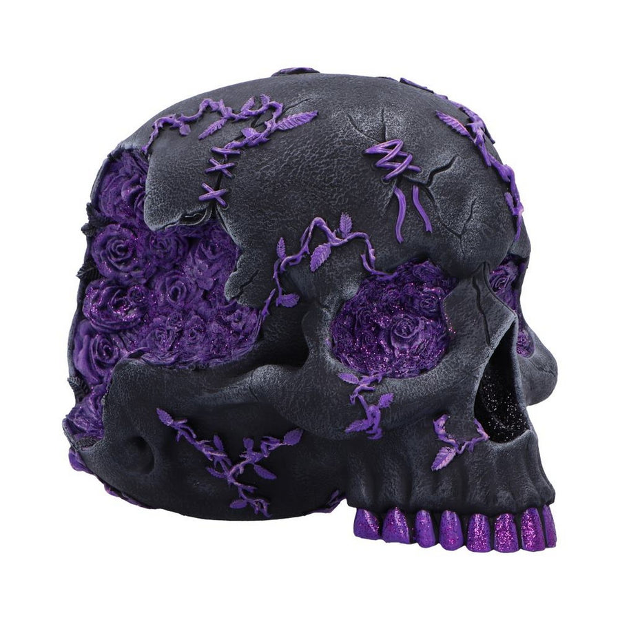 Rose Geode Skull Black and Purple Gothic Skull Figurine B7140C25