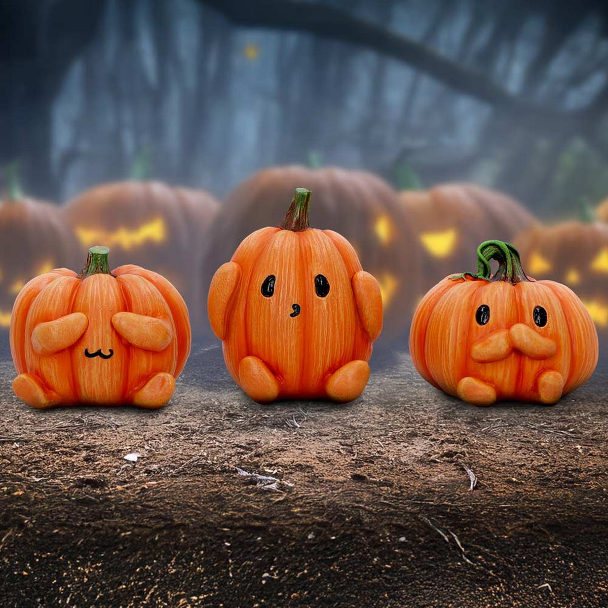 Three Wise Pumpkin Collectible Figurines 8cm B7230C25
