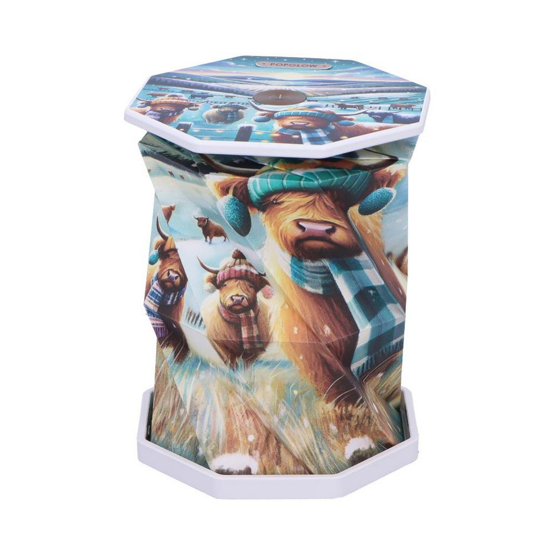 Winter Highland Cows Foldable LED Lamp 21cm B7355C25