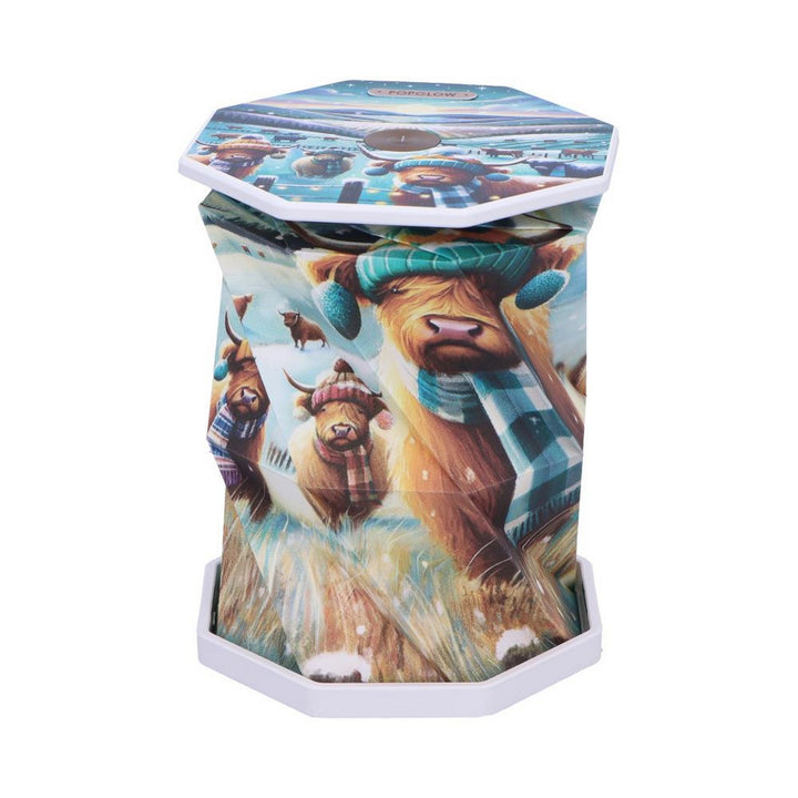 Winter Highland Cows Foldable LED Lamp 21cm B7355C25