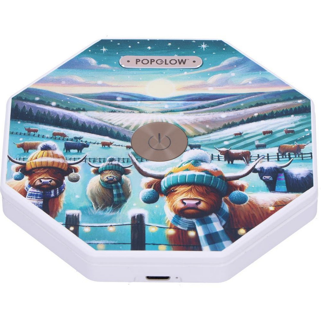 Winter Highland Cows Foldable LED Lamp 21cm B7355C25