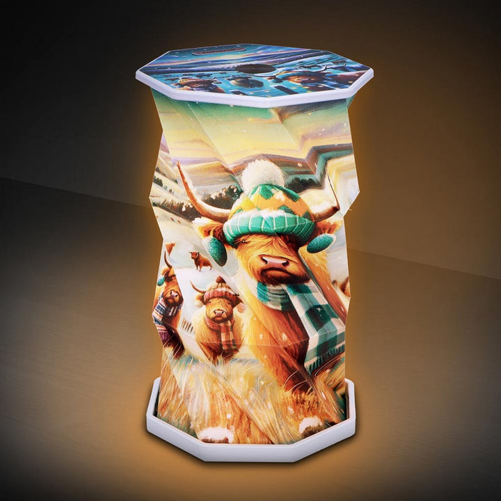 Winter Highland Cows Foldable LED Lamp 21cm B7355C25