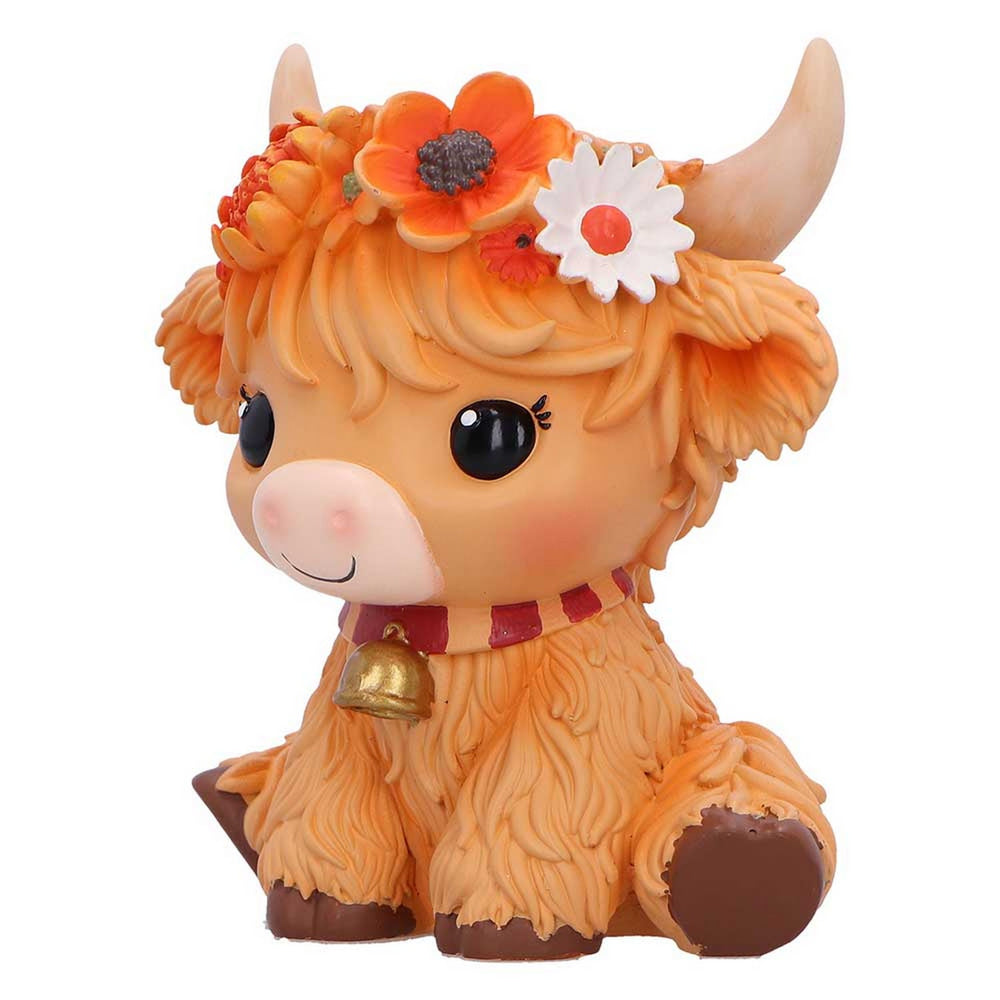 Marigold Orange Flower Cow Figurine 10.8cm B7442A26