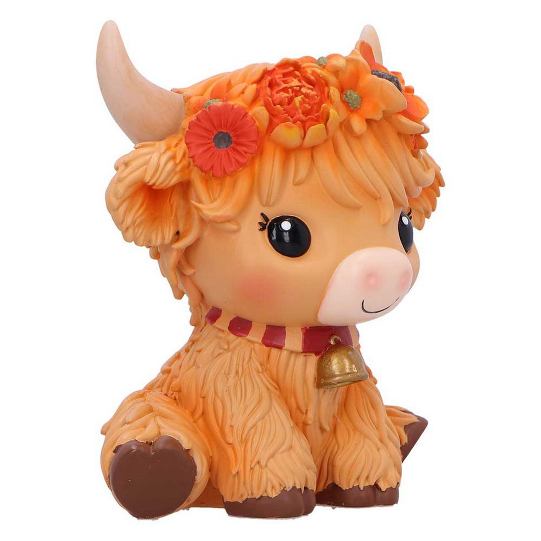 Marigold Orange Flower Cow Figurine 10.8cm B7442A26