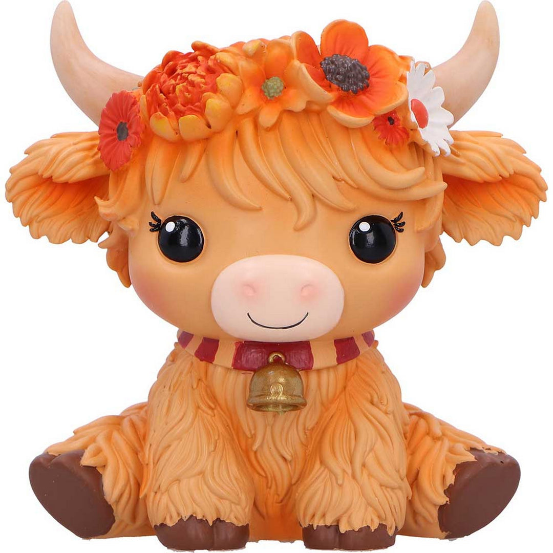 Marigold Orange Flower Cow Figurine 10.8cm B7442A26