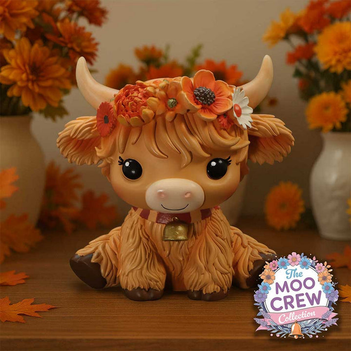Marigold Orange Flower Cow Figurine 10.8cm B7442A26