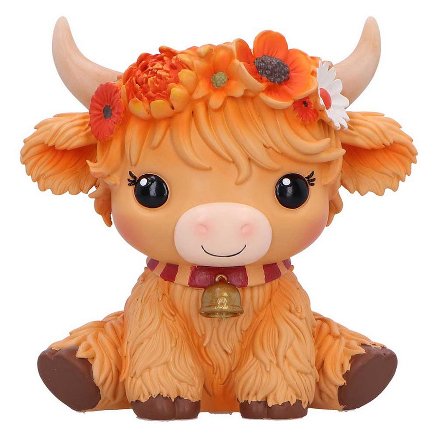Marigold Orange Flower Cow Figurine 10.8cm B7442A26